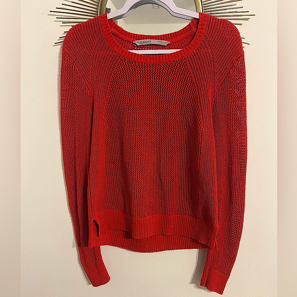 Athleta Knit Mesh Red Sweater